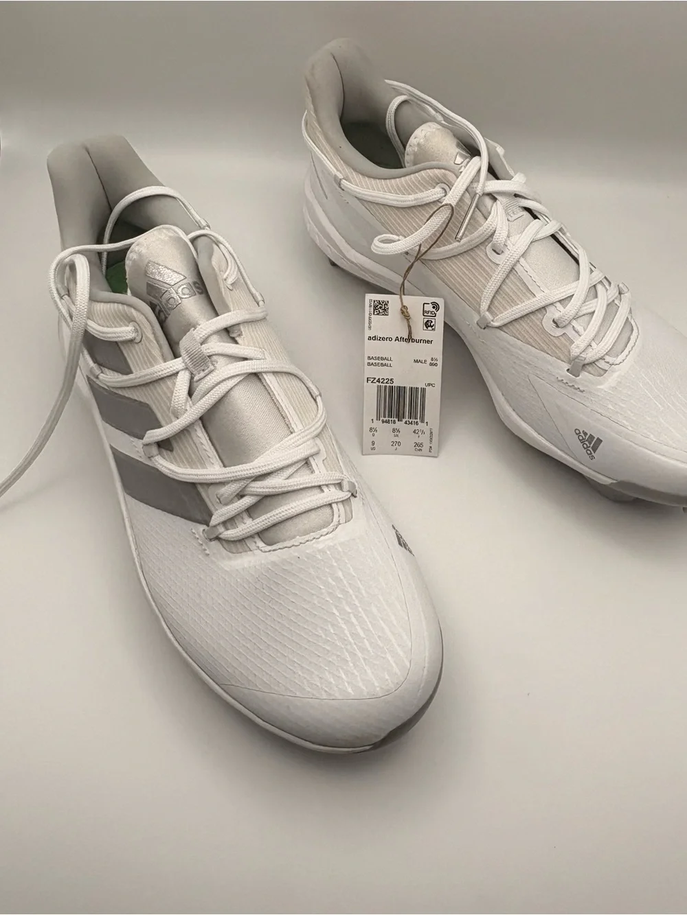 NWT Adidas Adizero Afterburner 8 Pro TPU Baseball Cleats Men's 9 White FZ4225